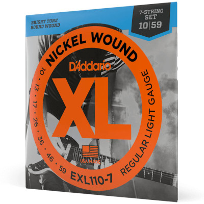 D'ADDARIO EXL110-7 XL NICKEL WOUND REGULAR LIGHT 7-STRING (10-59) струни для 7-ми струнної електрогітари